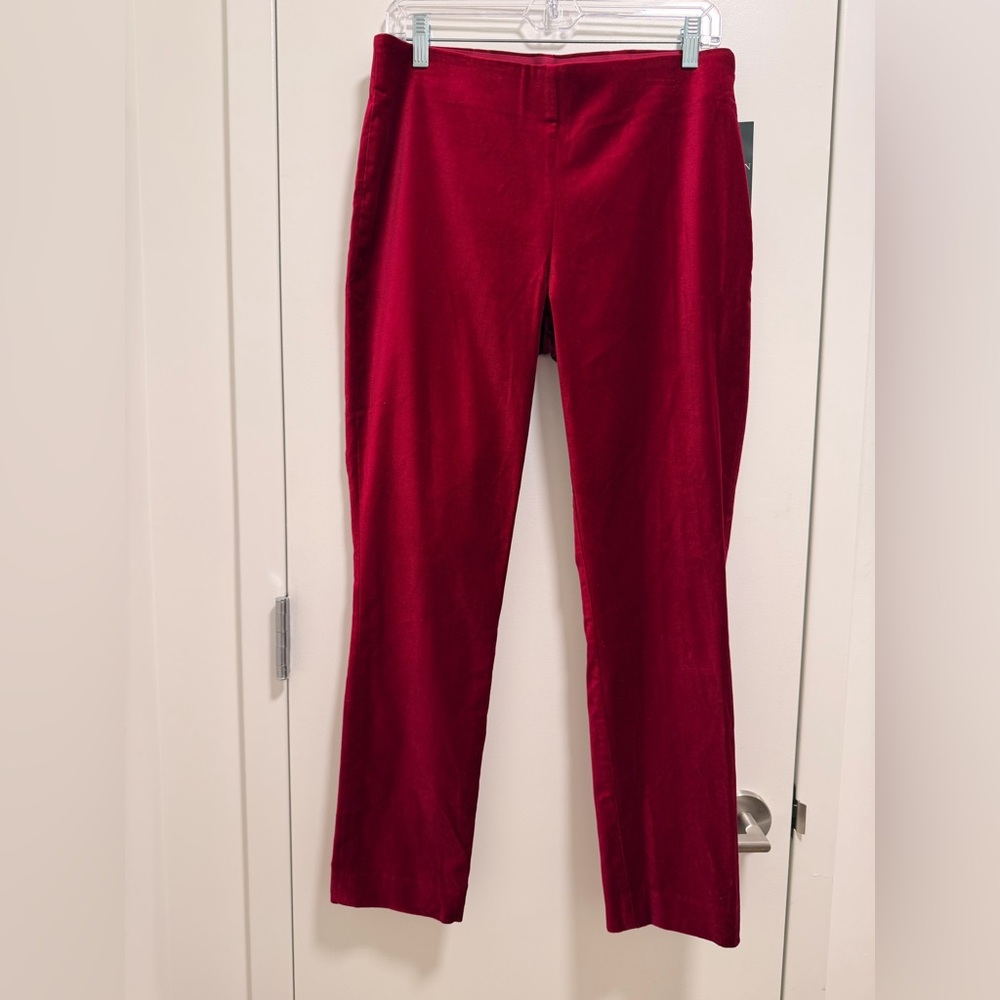 Lauren Ralph Lauren Keslina Velvet Skinny Pants Merlot color Size 10 NWT